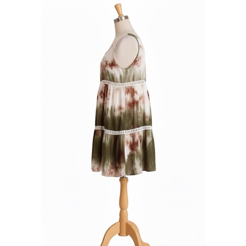 NWT Green Tie Dyed Voile & Lace Mini Slip Dress | Ethereal Grunge Boho Coastal M - Picture 4 of 7